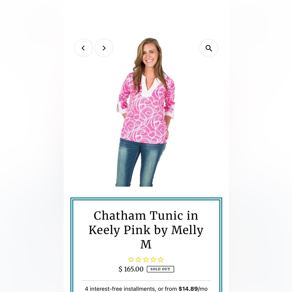 Melly M Chatham‎ Tunic in Keely Pink. Worn twice. Retail 165